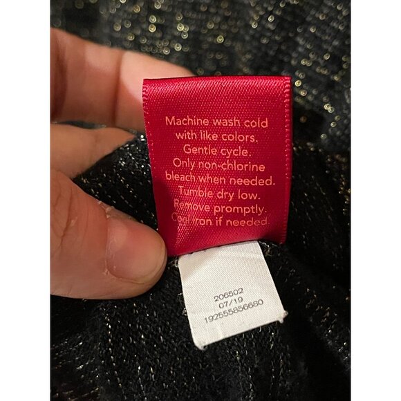 Jennifer Lopez Black Metallic Lightweight Knit Long Sleeve Turtleneck Top XLarge - Picture 5 of 9